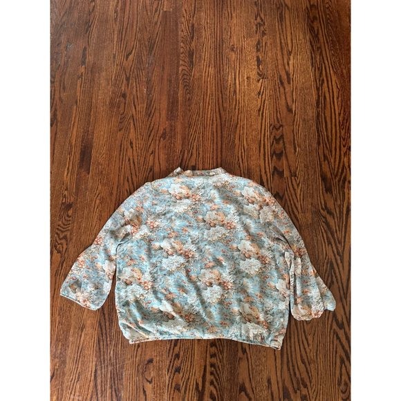 Women's autres filles Light Blue Orange Floral Blouse XL - Picture 5 of 9
